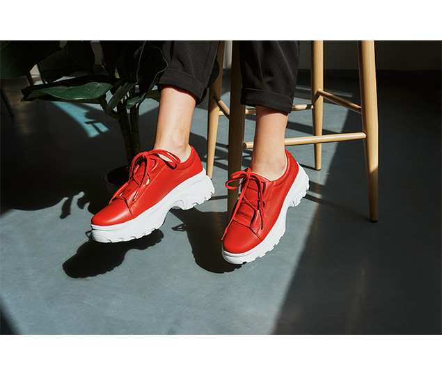Кроссовки красные на белой подошве натуральная кожа - Обувь Igoretii